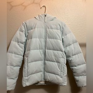 THE NORTHFACE light blue corduroy puffy jacket 550, size Youth XL. NWOT